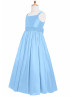 Blue Taffeta Wedding Junior Flower Girl Dress
